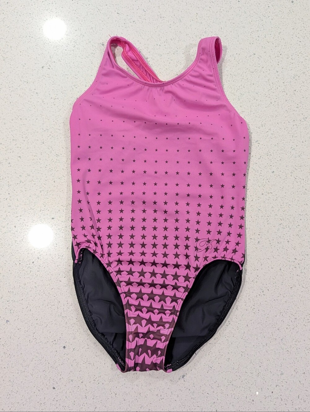 BEAUTFUL GK Elite Child Medium CM Gymnastics Dance Leotard Pink STARS Razorback